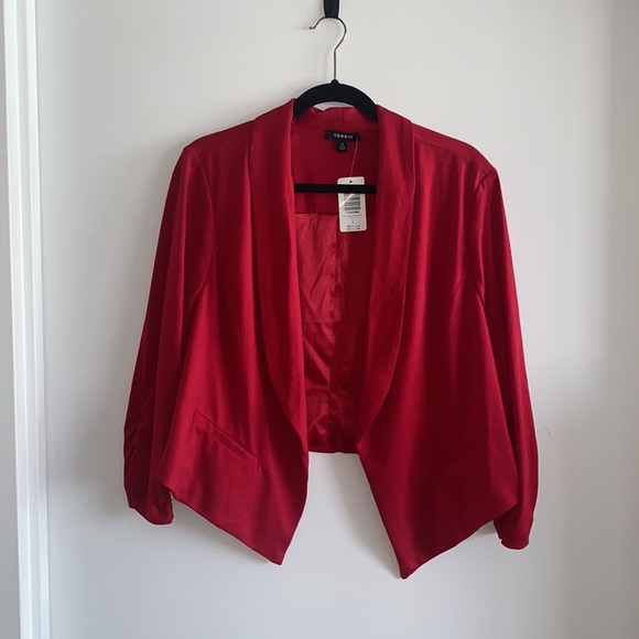 Torrid Red Woven Crepe Blazer Jacket - Picture 3 of 6